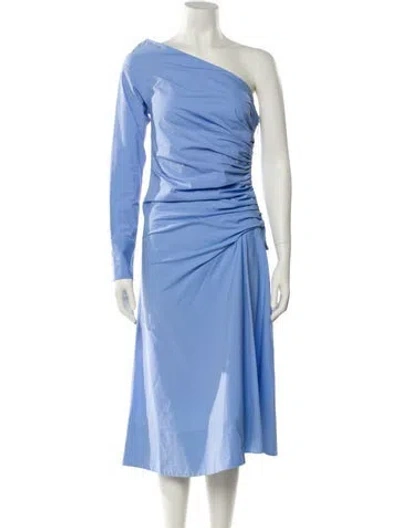 Pre-owned Pucci One-shoulder Midi Length Dress In Blue