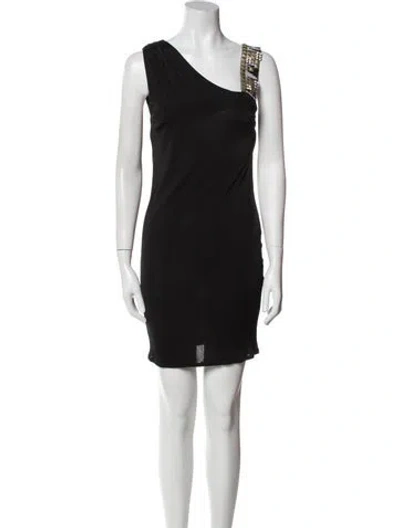 Pre-owned Pucci One-shoulder Mini Dress In Black
