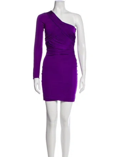 Pre-owned Pucci One-shoulder Mini Dress In Purple