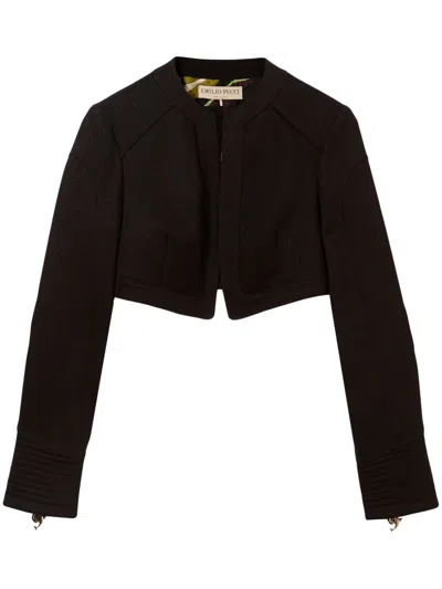 Pucci Open-front Cropped Jacket In Black