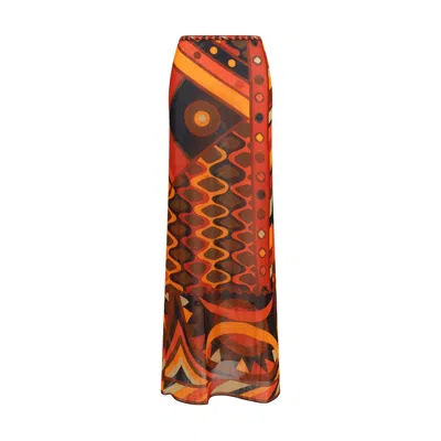 Pucci Vivara Print Long Tulle Skirt In Brown