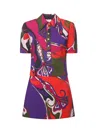 Pucci Fitted Waist Mini Dress With Button Accents In Multi