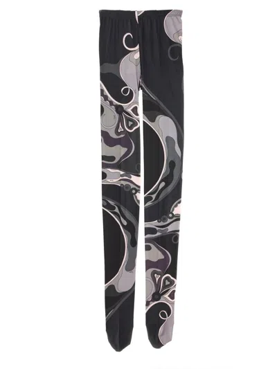 Pucci Orchid Print Tights In Black