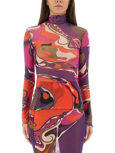 Pucci Orchid Print Top In Purple