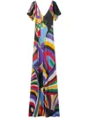 Pucci Orchidee And Iride-print Maxi Dress In 黑色