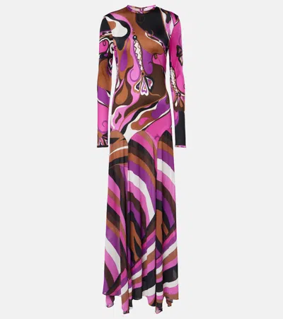 Pucci Orchidee And Iride Printed Gown In Purple