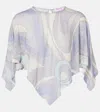 Pucci Orchidee Asymmetric Wool-blend Crop Top In Purple