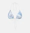 Pucci Orchidee Bikini Top In Blue