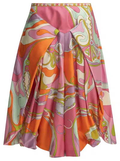 Pucci Orchidee A Line High Waist Skirt In Multi