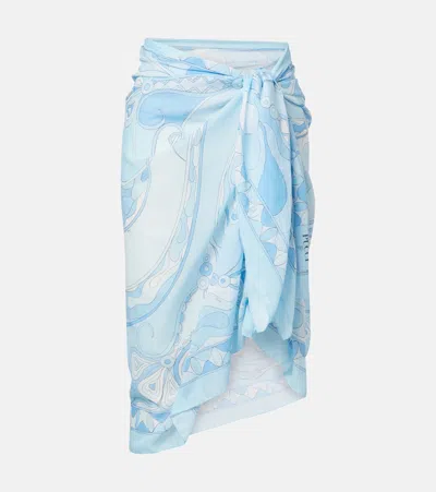 Pucci Orchidee Cotton Beach Cover-up In Blue