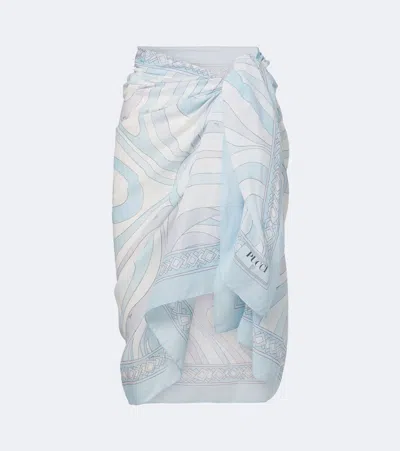 Pucci Orchidee Cotton Beach Cover-up In Blue