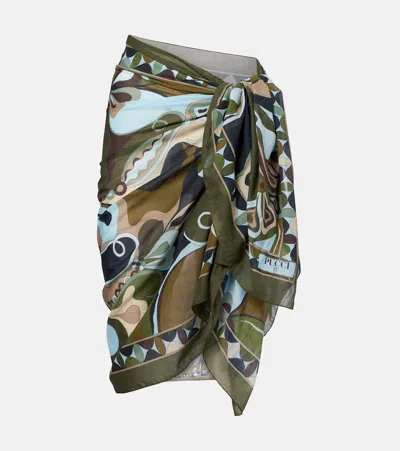 Pucci Orchidee Cotton Beach Cover-up In Green