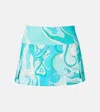 Pucci Orchidee Cotton-blend Gabardine Miniskirt In Blue