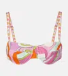 Pucci Orchidee Cotton Terry Bikini Top In Multi