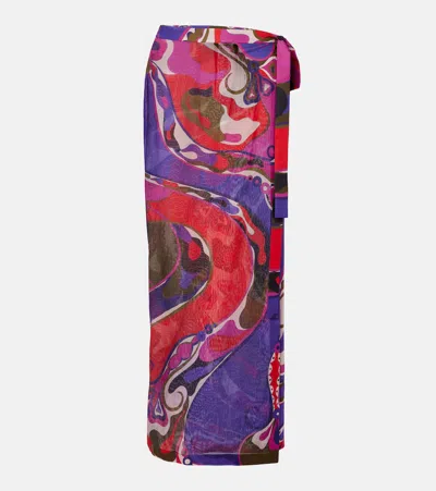 Pucci Orchidee Cotton Wrap Skirt In Multi