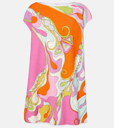 Pucci Orchidee Cotton-blend Terry Minidress In Multi