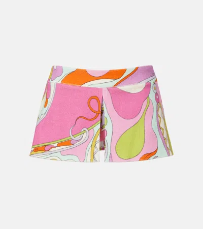 Pucci Orchidee Cotton-blend Terry Skort In Multi
