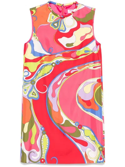 Pucci Seiden-minikleid Mit Orchidee-print In Pink
