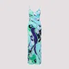 Pucci Abstract Print Maxi Dress With Spaghetti Straps In Verde Lilla