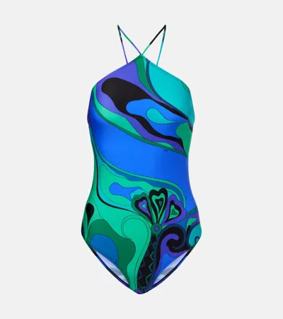 Pucci Orchidee Printed Halterneck Swimsuit