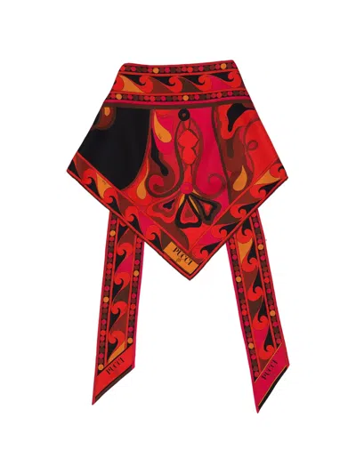Pucci Orchidee Iride-print Silk Scarf In Red