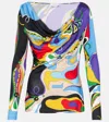 Pucci Cowl-neck Abstract Print Blouse In Multicolor