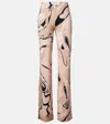 Pucci Nude Orchidee Print Satin Jersey Trousers
