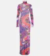 Pucci Orchidee Mesh Maxi Dress In Multi