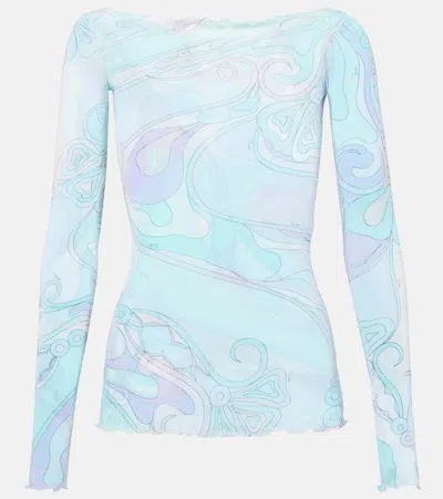 Pucci Orchidee Mesh Top In Multicoloured