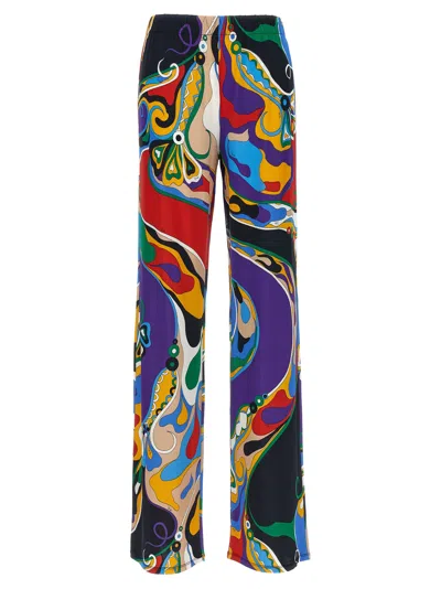 Pucci Orchidee Print Trousers In Purple