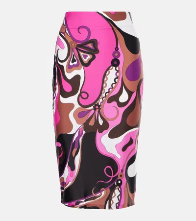 Pucci Orchidee Pencil Skirt In Multicolor