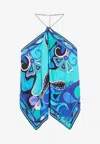 Pucci Orchidee Print Asymmetric Chain Top In Blue