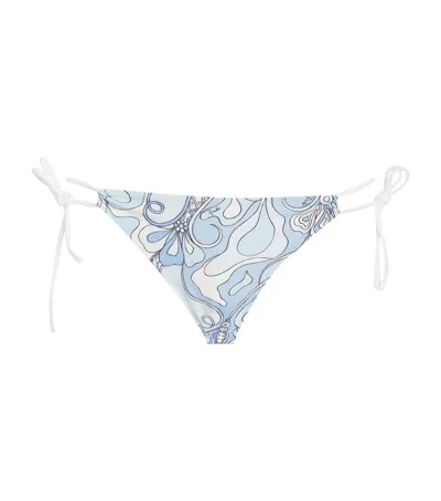Pucci Orchidee Print Bikini Bottoms In Blue
