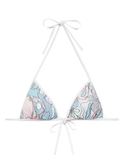 Pucci Orchidee-print Bikini Top In Blue