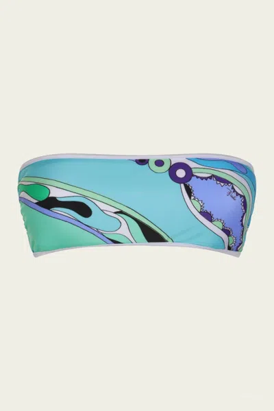 Pucci Orchidee-print Bikini Top In Verde Lilla