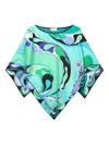 Pucci Draped Asymmetric Hem Blouse With Colorful Print In 绿色