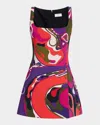 Pucci Orchidee-print Cady Sleeveless Mini Dress In Multi