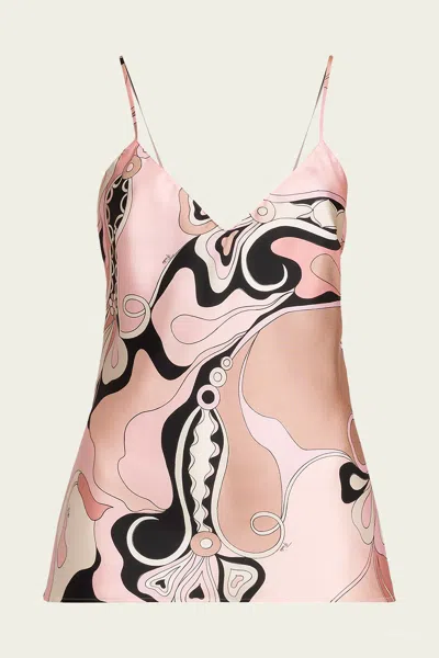 Pucci Orchidee-print Camisole Top In Nude