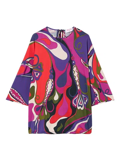 Pucci Orchidee Print Cape Blouse In Multicolour