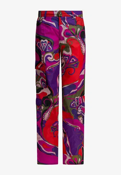 Pucci Orchidee Print Cargo Pants In Multi