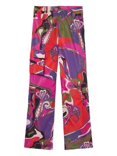 Pucci Orchidee Print Cargo Pants In Purple
