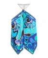 Pucci Orchidee Print Asymmetric Chain Top In Blue