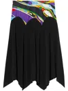 Pucci Orchidee-print Detail Midi Skirt In 黑色