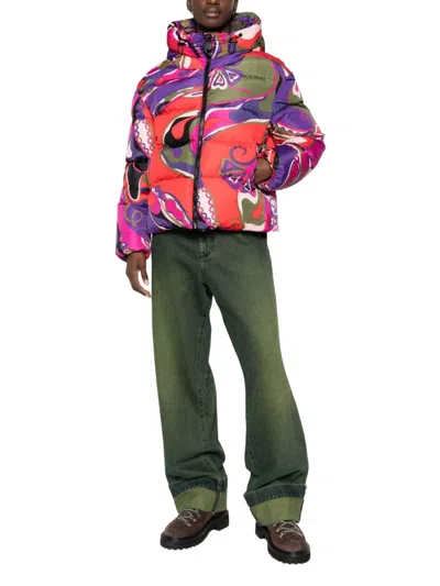 Pucci Orchidee Print Down Jacket In Multi