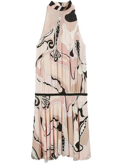 Pucci Orchidee-print Dress In Neutrals
