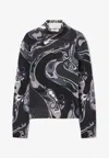 Pucci Orchidee Print High-neck Wool Sweater In Multi