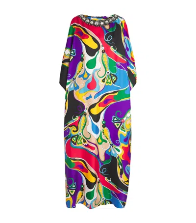 Pucci Orchidee Print Kaftan Maxi Dress In Multi