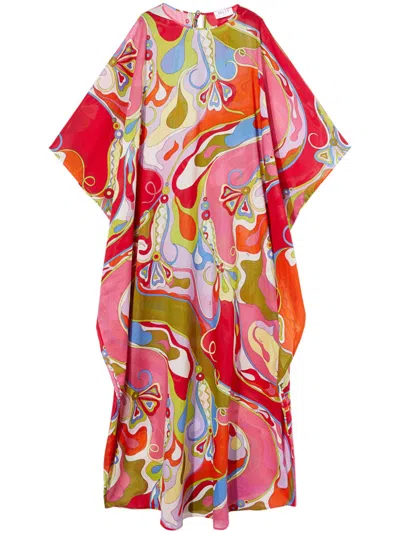 Pucci Orchidee-print Kaftan In Pink