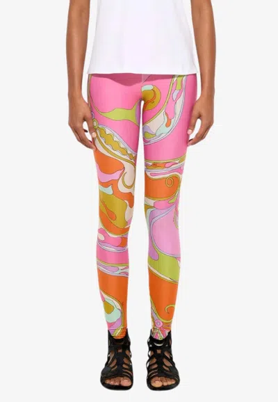 Pucci Orchidee Print Leggings In Multi