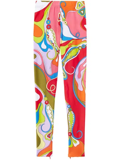 Pucci Orchidee-print Leggings In Green